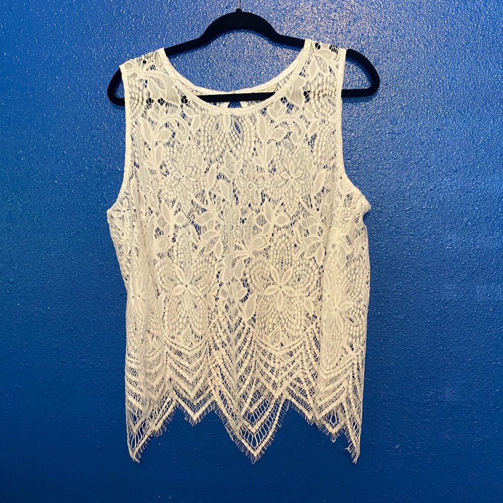 Cato All Lace Tank Top Plus Size White Summer Sz 18/20 Casual Classy